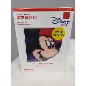 NEW Caron Disney Mickey Mouse Latch Hook Not Size 13" x 13"‎ craft kit rug gift